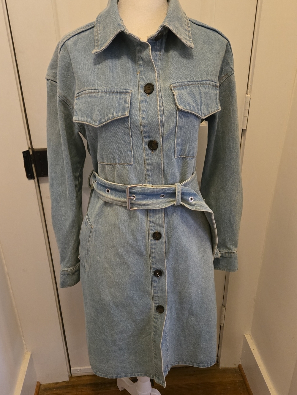 Avec Les Filles Blue Denim Jacket Dress XS